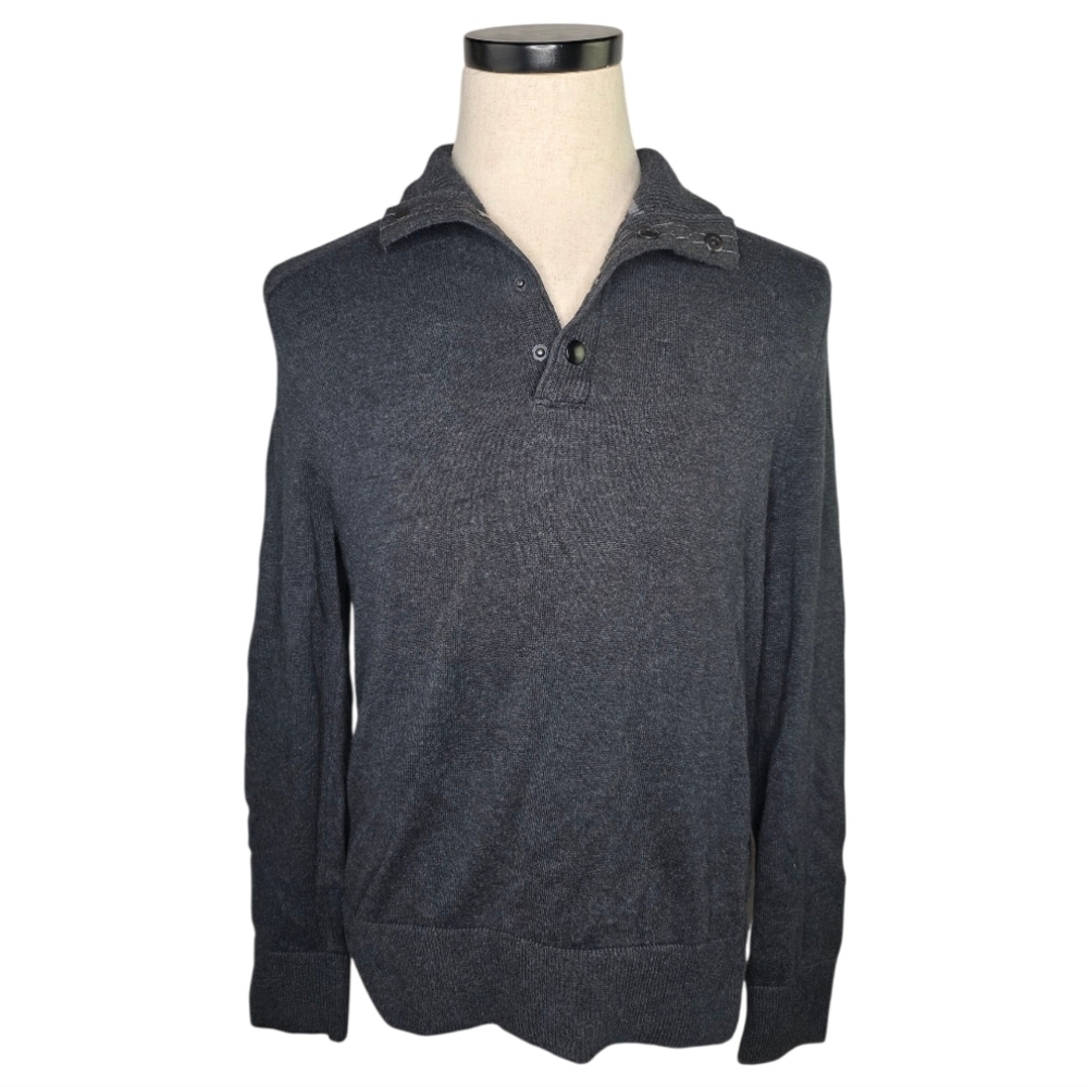 Banana Republic Men’s Gray Shawl Collar Button Sweater Small Cotton Wool Blend